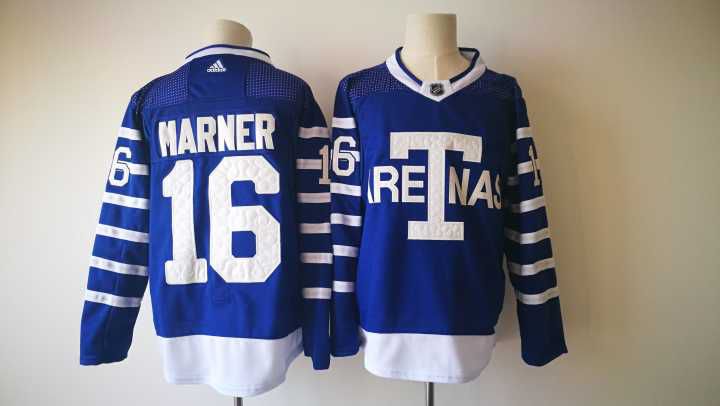 Men 2017 NHL Toronto Maple Leafs 16 Marner Adidas blue jersey